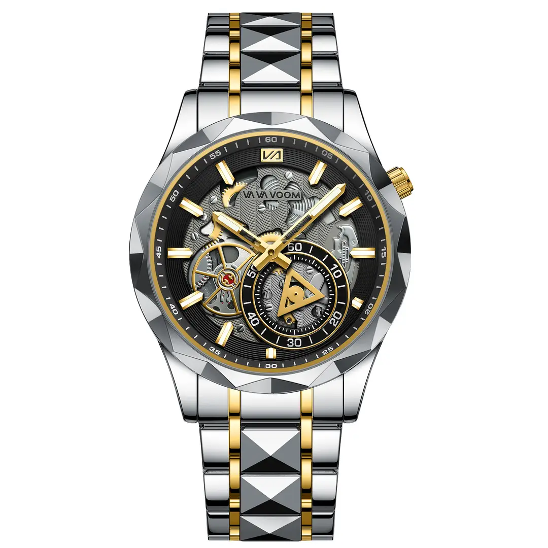 2025 New Cross-Border Stainless Steel Band Men's Watch Cut Out Watch European and American Business Simple Quartz Waterproof Watch - Image 2