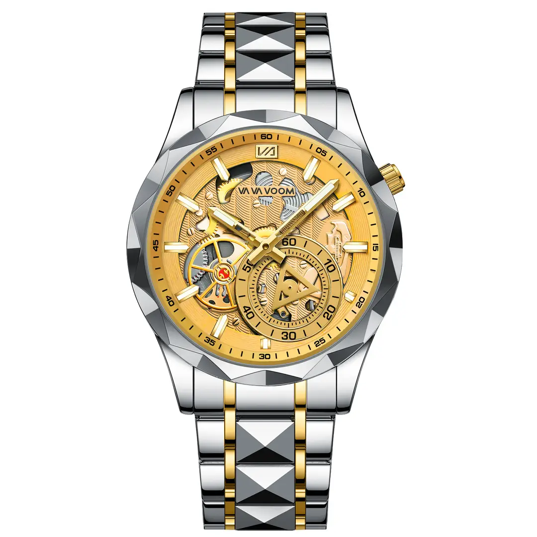 2025 New Cross-Border Stainless Steel Band Men's Watch Cut Out Watch European and American Business Simple Quartz Waterproof Watch - Image 3