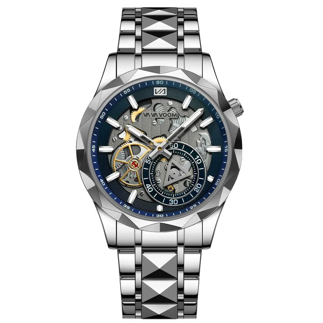 2025 New Cross-Border Stainless Steel Band Men's Watch Cut Out Watch European and American Business Simple Quartz Waterproof Watch - Image 5