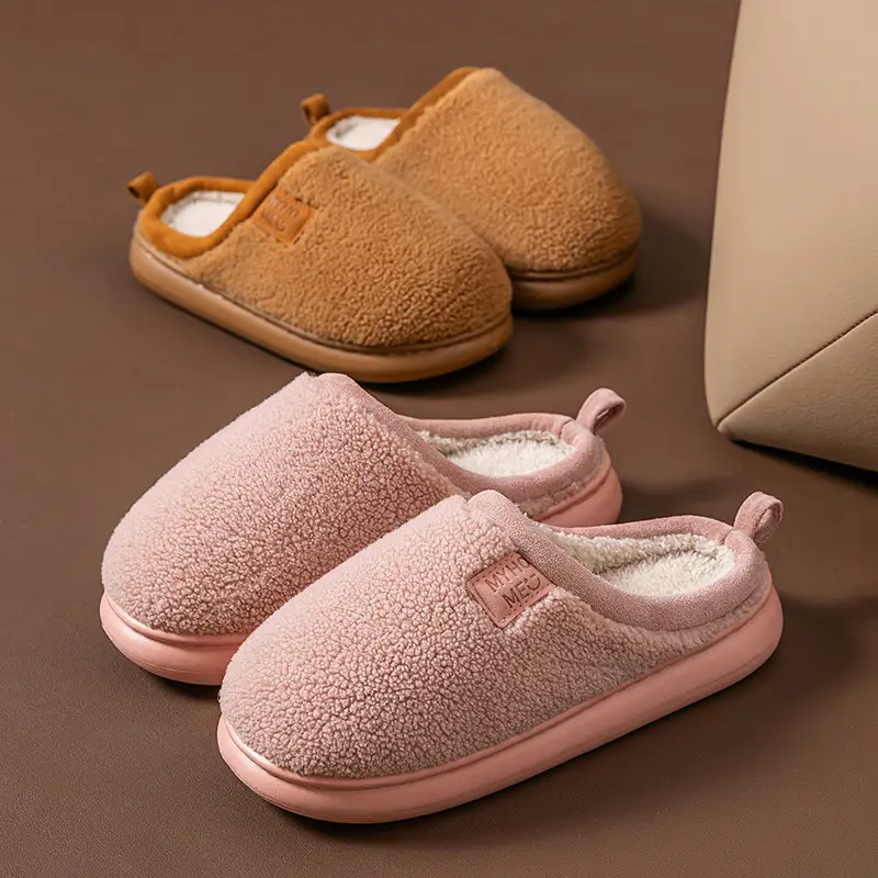 Casual Plush Cotton Slippers for Men in Winter Indoor Home Non-Slip Thick Sole Fleece-Lined Warm Couple High-Bottom Cotton Slippers - Image 18