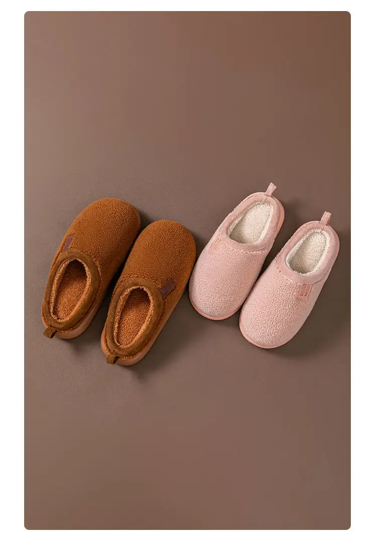 Casual Plush Cotton Slippers for Men in Winter Indoor Home Non-Slip Thick Sole Fleece-Lined Warm Couple High-Bottom Cotton Slippers — feature 17