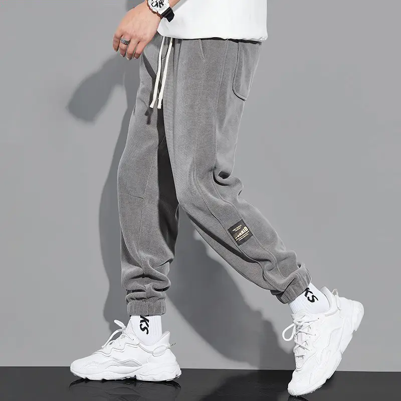 Men Vintage Corduroy Pants Beige Summer Loose Leg Casual - Image 10