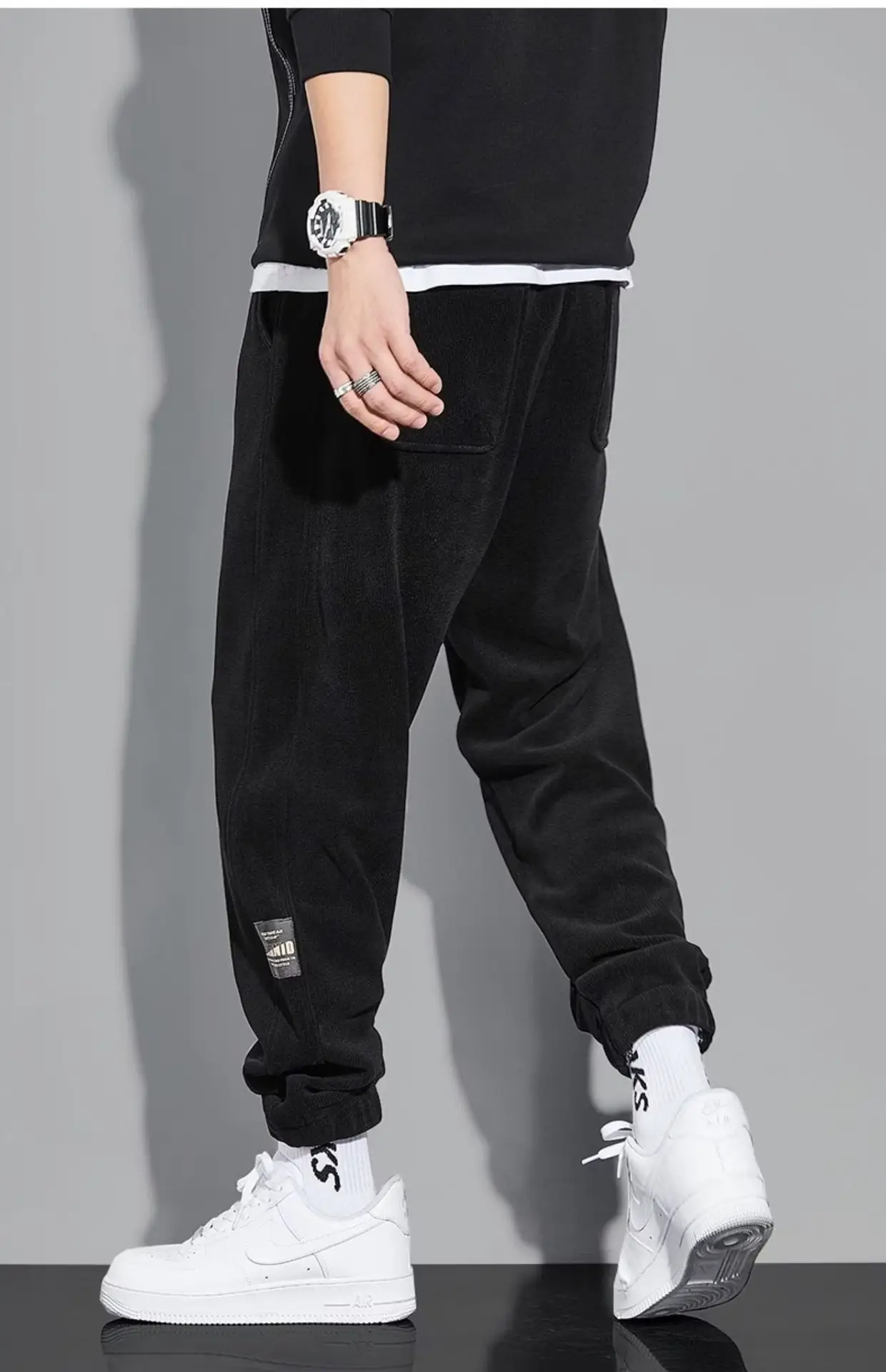 Men Vintage Corduroy Pants Beige Summer Loose Leg Casual — feature 10