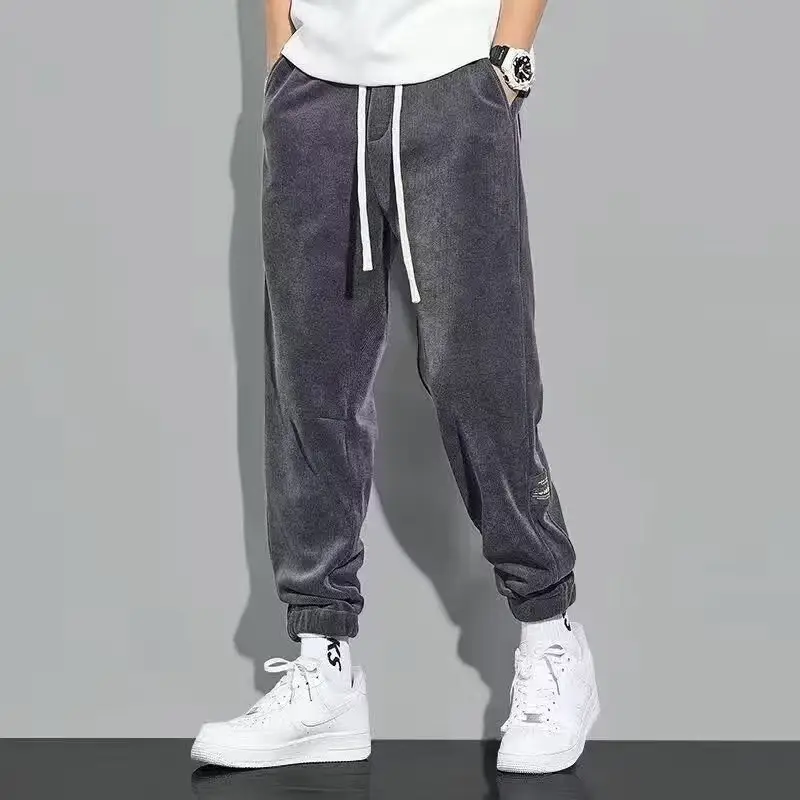Men Vintage Corduroy Pants Beige Summer Loose Leg Casual — feature 14