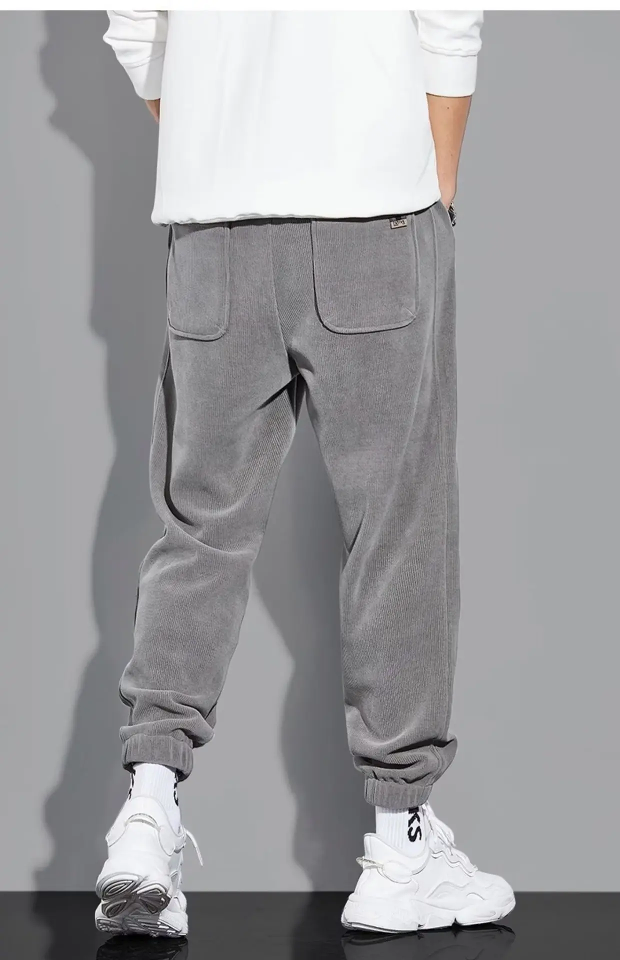 Men Vintage Corduroy Pants Beige Summer Loose Leg Casual — feature 4