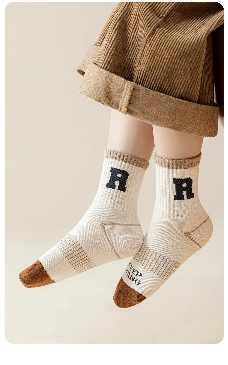 Boys Socks Spring and Autumn Children's Sports Deodorant Mid-Stool Socks Girls and Boys Big Children Autumn Boneless Breathable Cotton Socks — feature 21