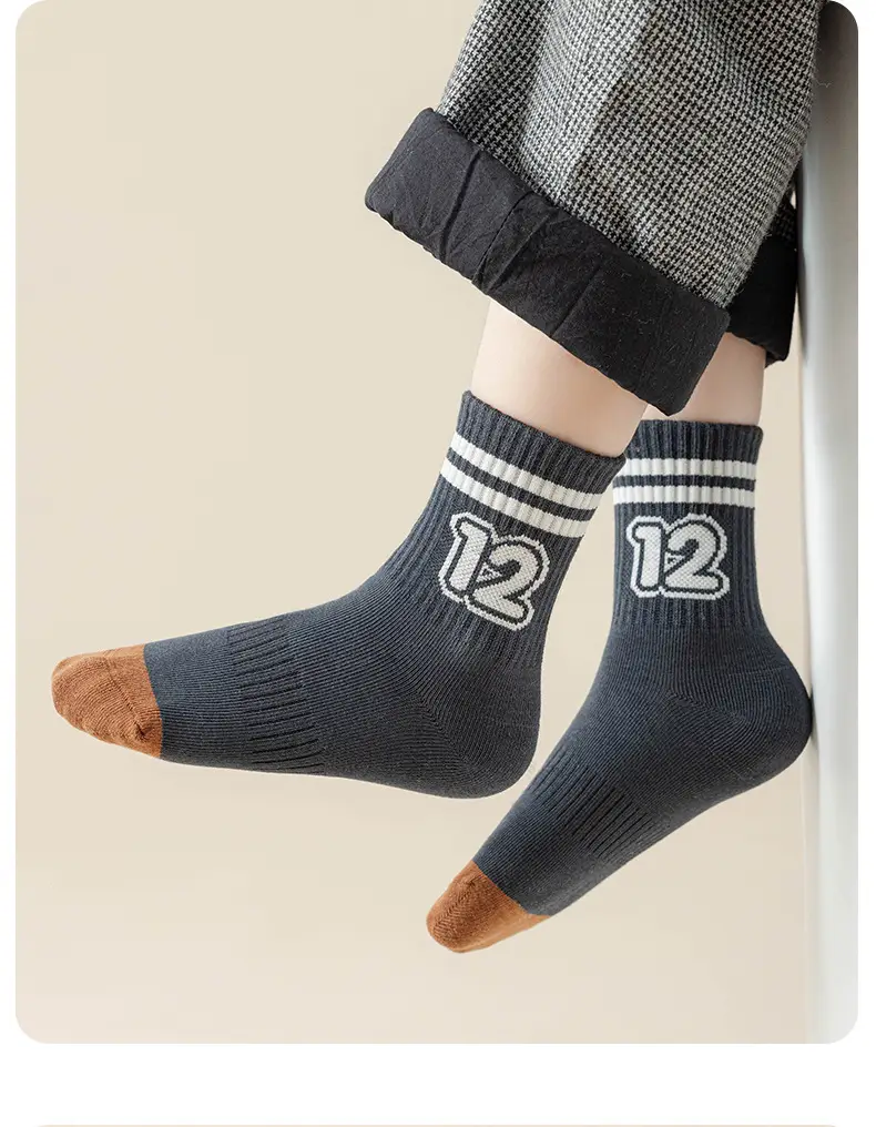 Boys Socks Spring and Autumn Children's Sports Deodorant Mid-Stool Socks Girls and Boys Big Children Autumn Boneless Breathable Cotton Socks — feature 24