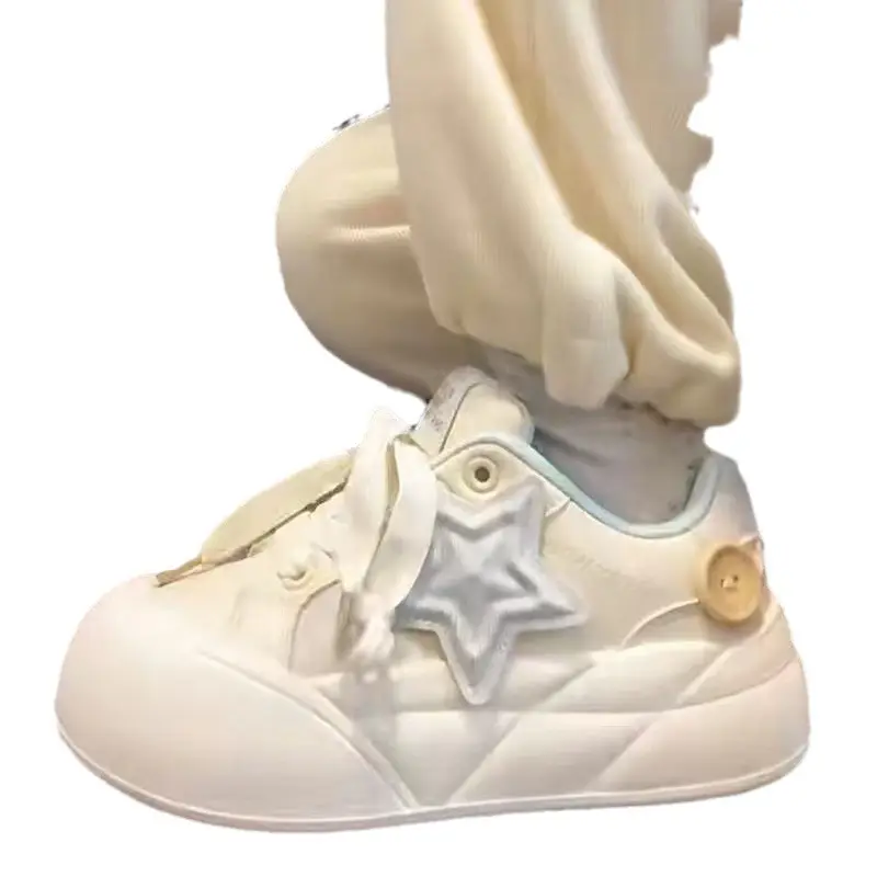 Women Star White Thick Sole Sneakers 2024 - Image 6