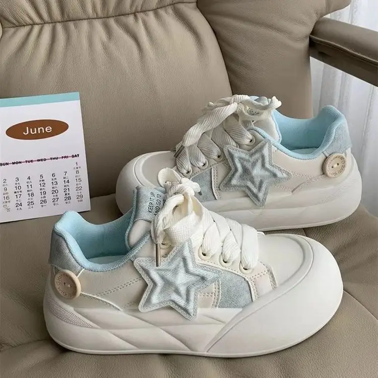 Women Star White Thick Sole Sneakers 2024 — feature 13