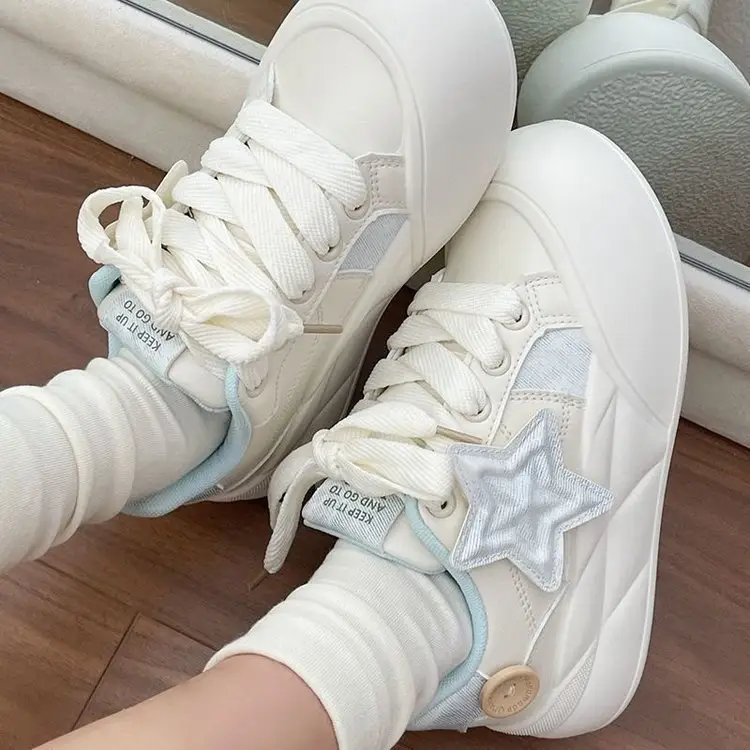 Women Star White Thick Sole Sneakers 2024 — feature 2