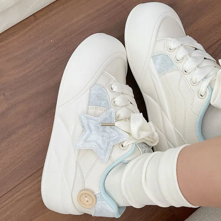 Women Star White Thick Sole Sneakers 2024 — feature 3
