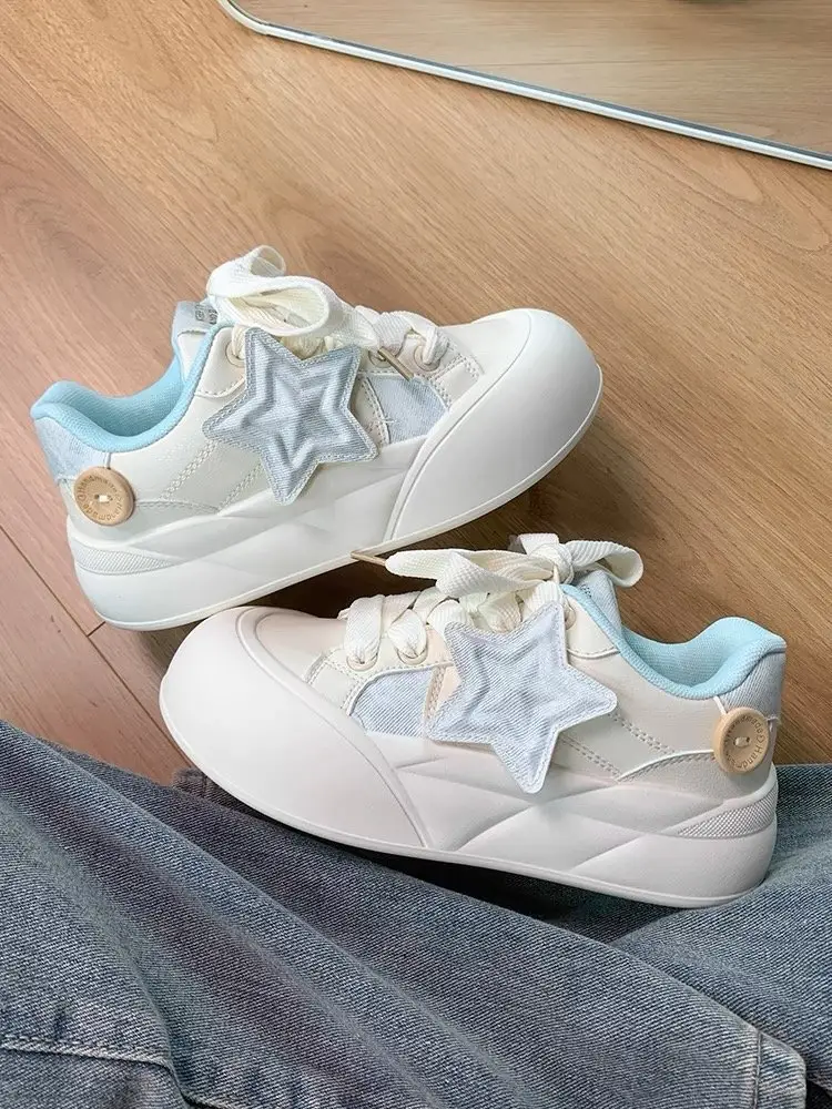 Women Star White Thick Sole Sneakers 2024 — feature 4