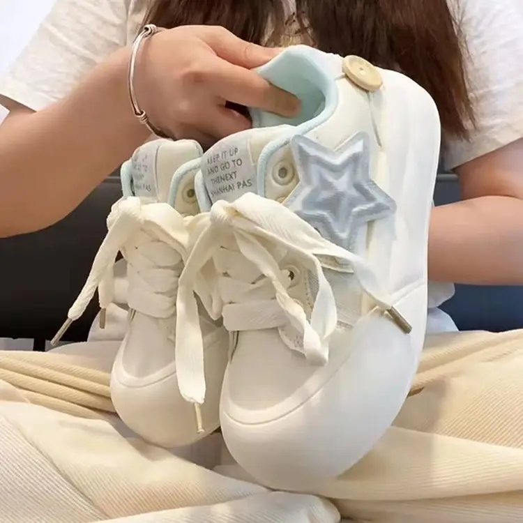 Women Star White Thick Sole Sneakers 2024 — feature 5