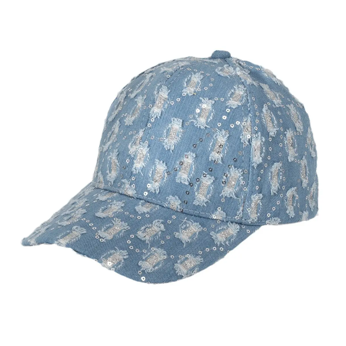 Retro Diamond Sequins Baseball Cap Black Blue - Image 6