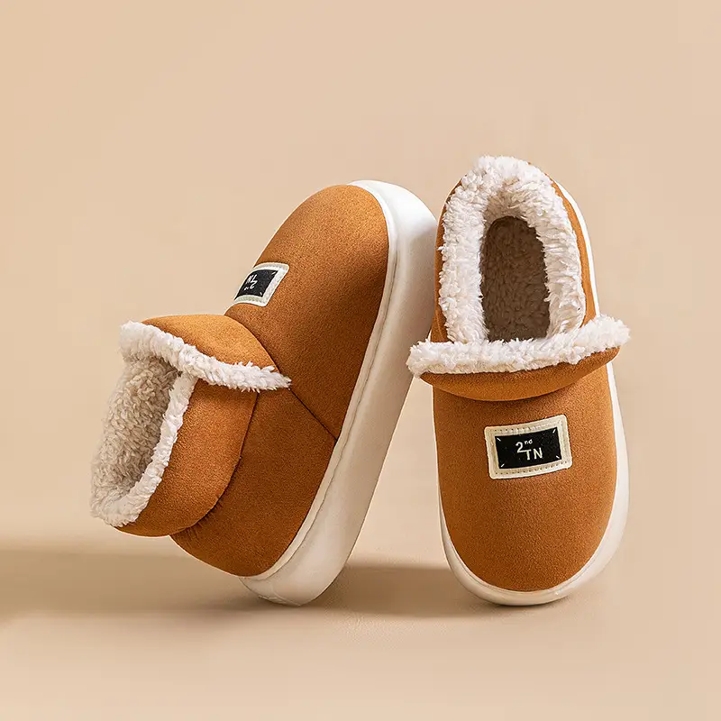 Lightweight autumn and winter warm plush soft comfortable bag with cotton slippers lovers all-match home indoor home shoes - Image 7