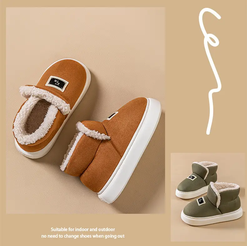 Lightweight autumn and winter warm plush soft comfortable bag with cotton slippers lovers all-match home indoor home shoes — feature 18
