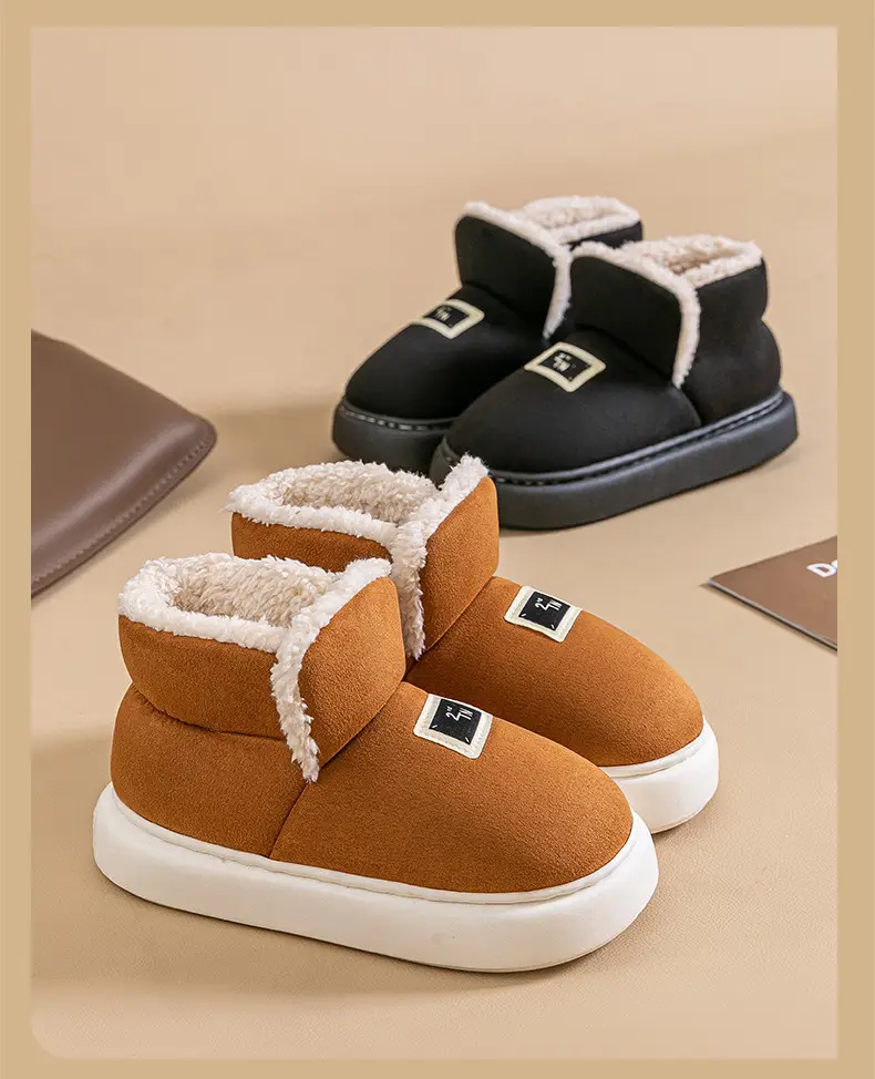 Lightweight autumn and winter warm plush soft comfortable bag with cotton slippers lovers all-match home indoor home shoes — feature 5