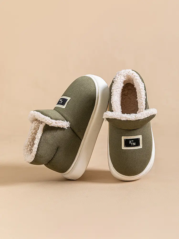 Lightweight autumn and winter warm plush soft comfortable bag with cotton slippers lovers all-match home indoor home shoes - Image 2