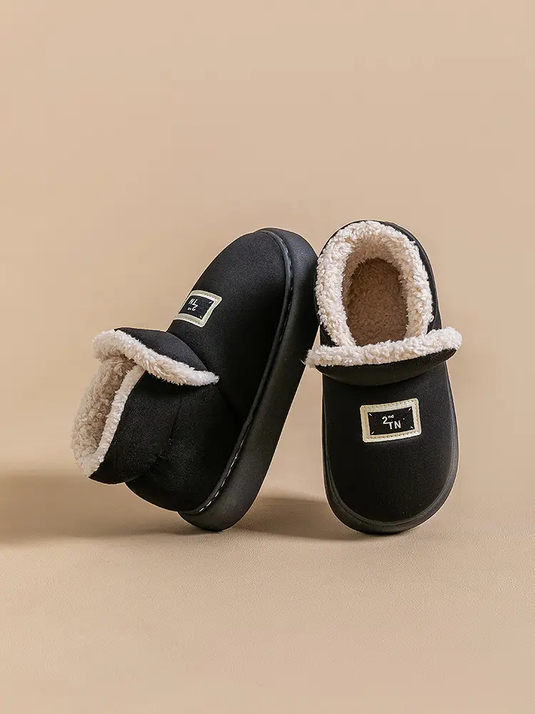 Lightweight autumn and winter warm plush soft comfortable bag with cotton slippers lovers all-match home indoor home shoes - Image 3
