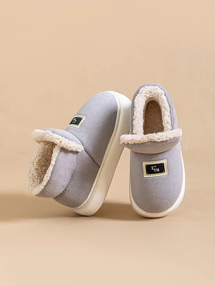 Lightweight autumn and winter warm plush soft comfortable bag with cotton slippers lovers all-match home indoor home shoes - Image 4