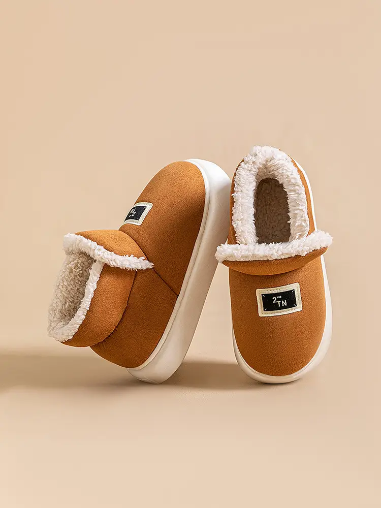 Lightweight autumn and winter warm plush soft comfortable bag with cotton slippers lovers all-match home indoor home shoes - Image 5