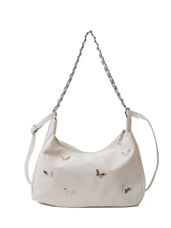 Women's White Butterfly Crossbody Bag with Chain Strap - Image 10