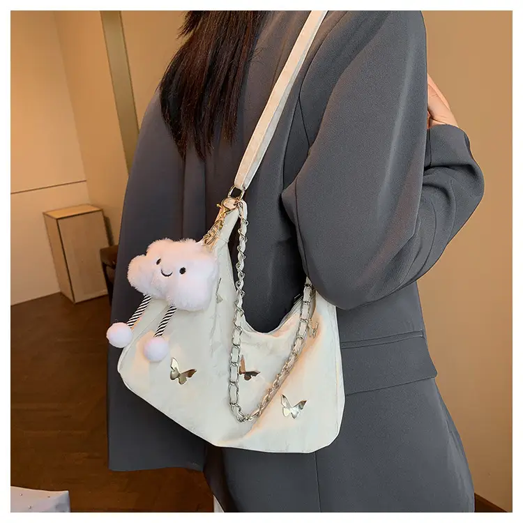 Women's White Butterfly Crossbody Bag with Chain Strap — feature 10