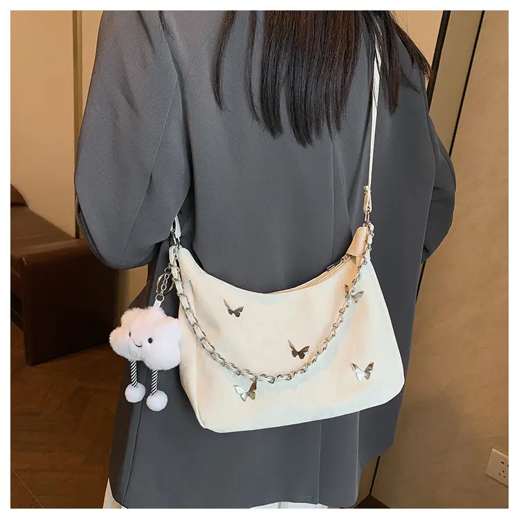 Women's White Butterfly Crossbody Bag with Chain Strap — feature 11