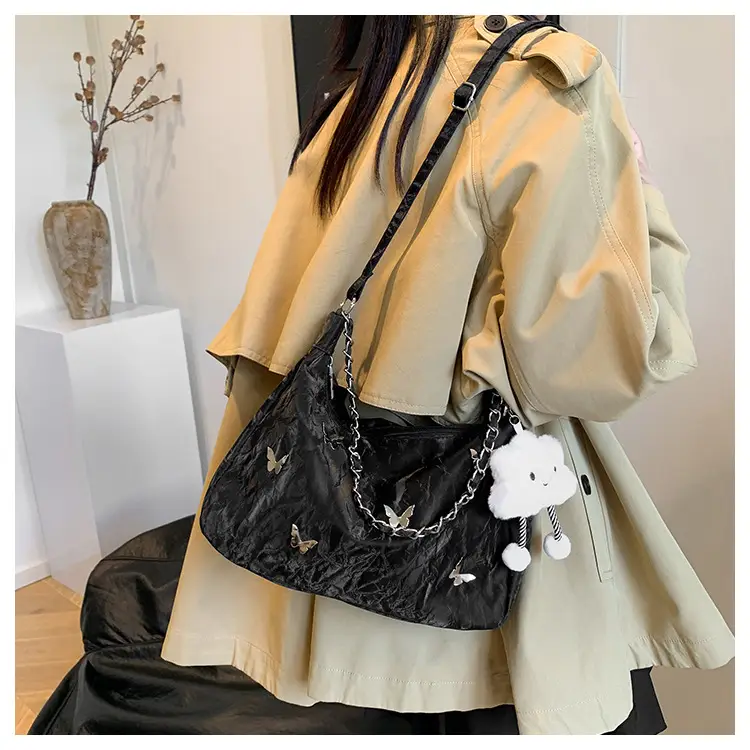 Women's White Butterfly Crossbody Bag with Chain Strap — feature 15