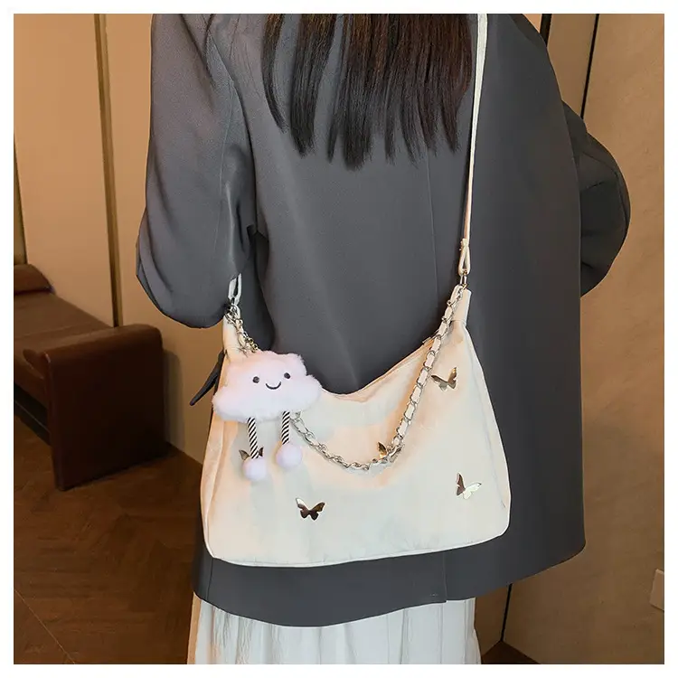 Women's White Butterfly Crossbody Bag with Chain Strap — feature 9
