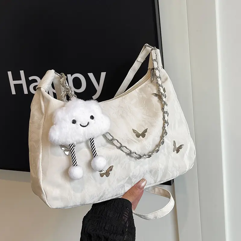 Women's White Butterfly Crossbody Bag with Chain Strap - Image 2