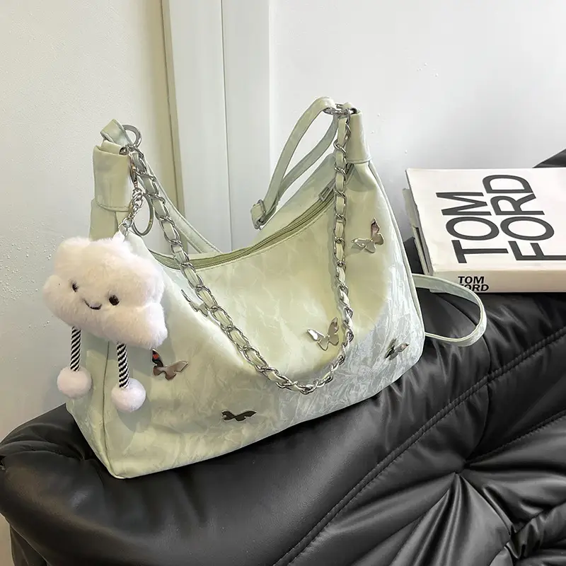 Women's White Butterfly Crossbody Bag with Chain Strap - Image 4