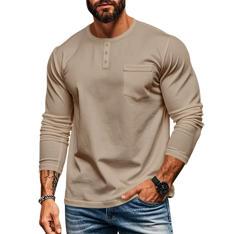 Men's Blue Slim Fit Long Sleeve T-Shirt - Image 10