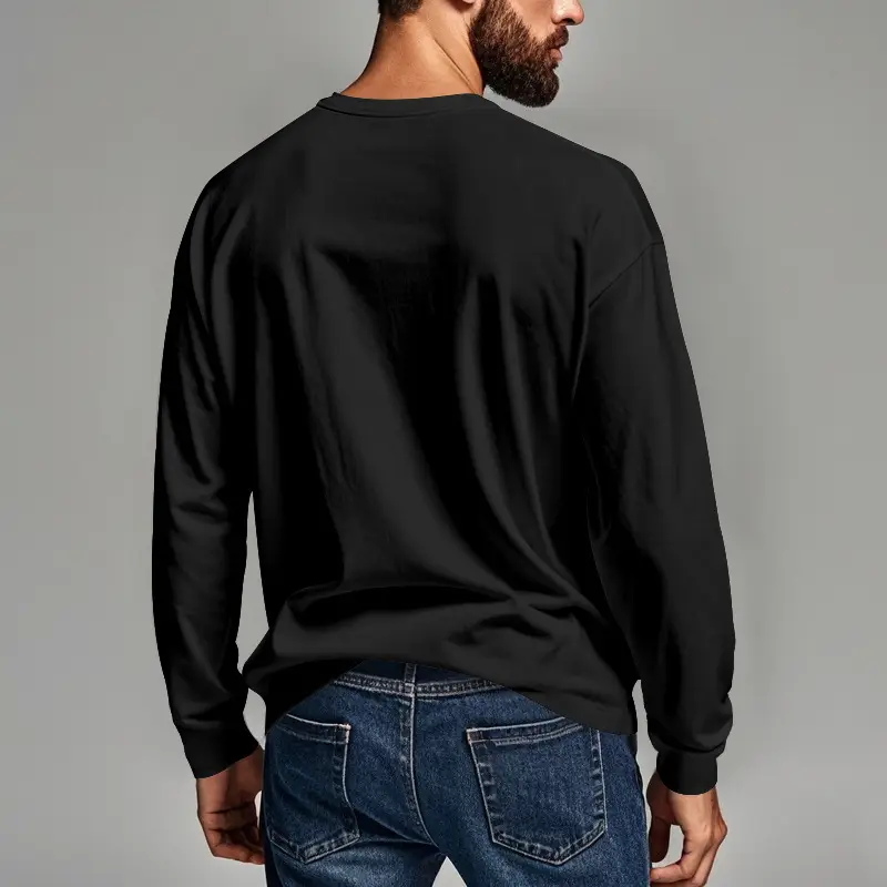 Men's Blue Slim Fit Long Sleeve T-Shirt — feature 18