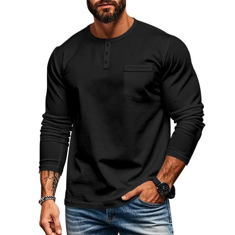 Men's Blue Slim Fit Long Sleeve T-Shirt — feature 19