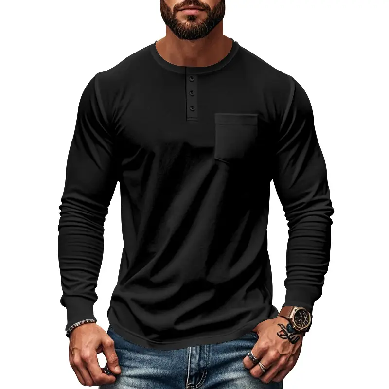 Men's Blue Slim Fit Long Sleeve T-Shirt — feature 21