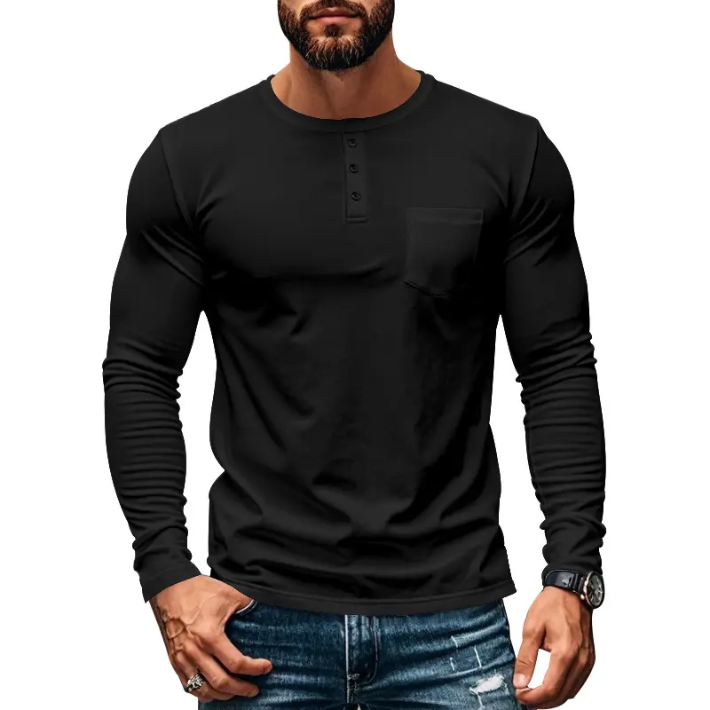 Men's Blue Slim Fit Long Sleeve T-Shirt — feature 22