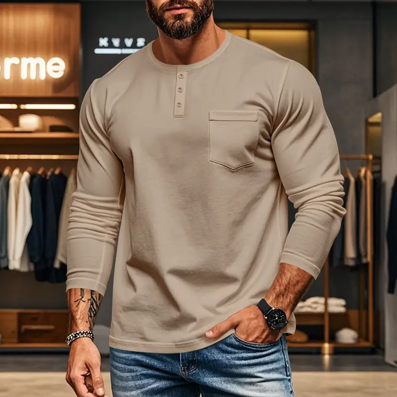 Men's Blue Slim Fit Long Sleeve T-Shirt — feature 28
