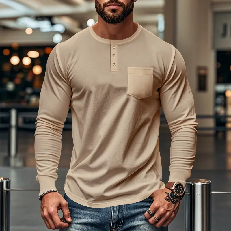 Men's Blue Slim Fit Long Sleeve T-Shirt — feature 29