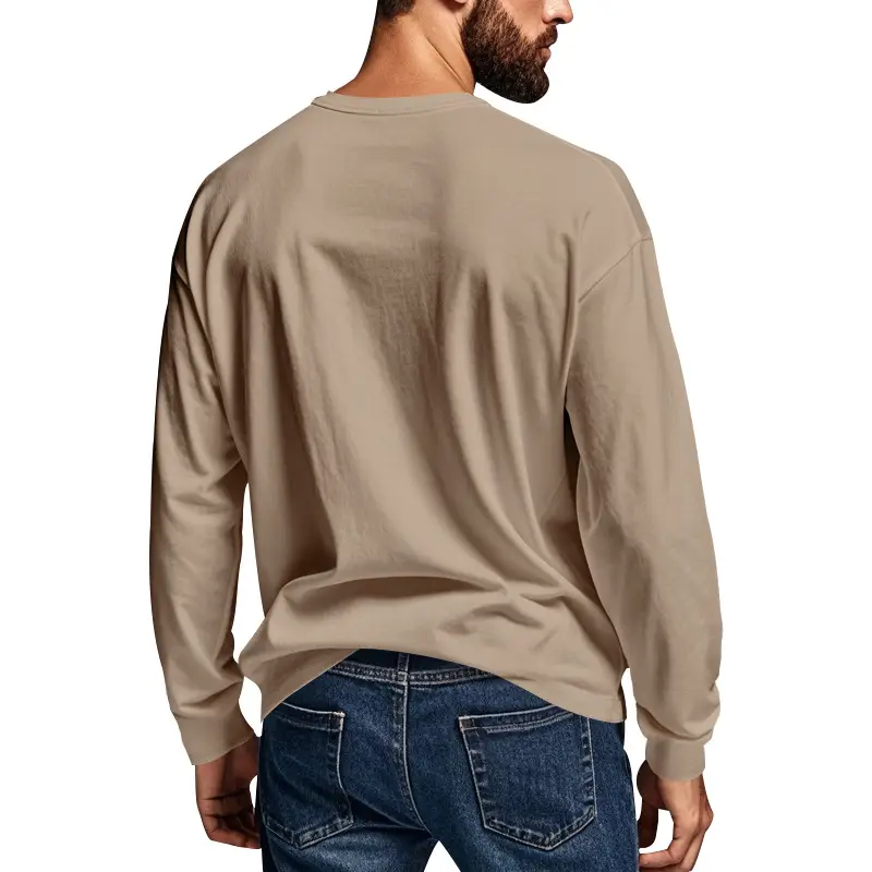 Men's Blue Slim Fit Long Sleeve T-Shirt — feature 32