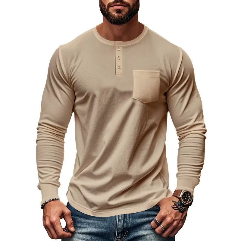 Men's Blue Slim Fit Long Sleeve T-Shirt — feature 33