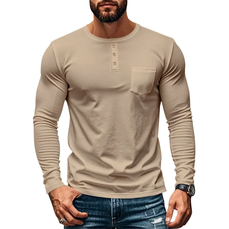 Men's Blue Slim Fit Long Sleeve T-Shirt — feature 34