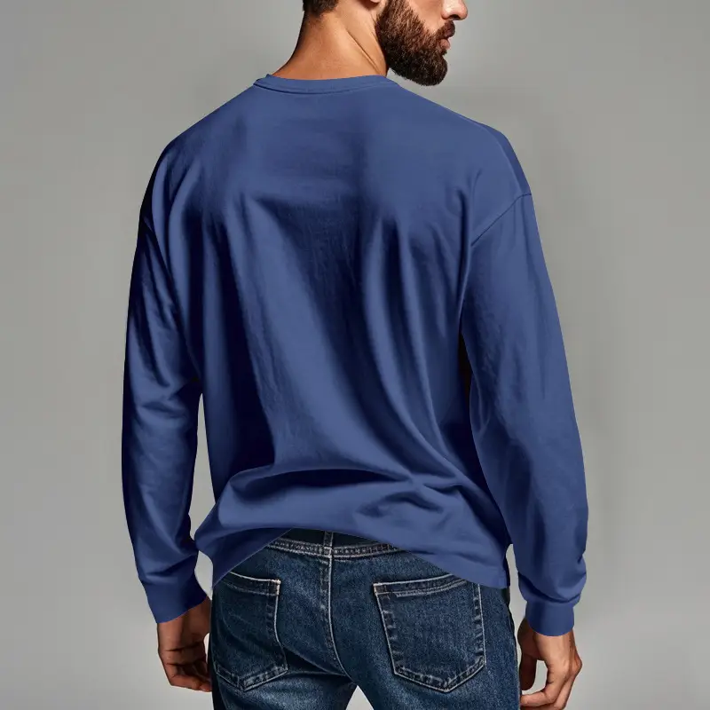 Men's Blue Slim Fit Long Sleeve T-Shirt — feature 42
