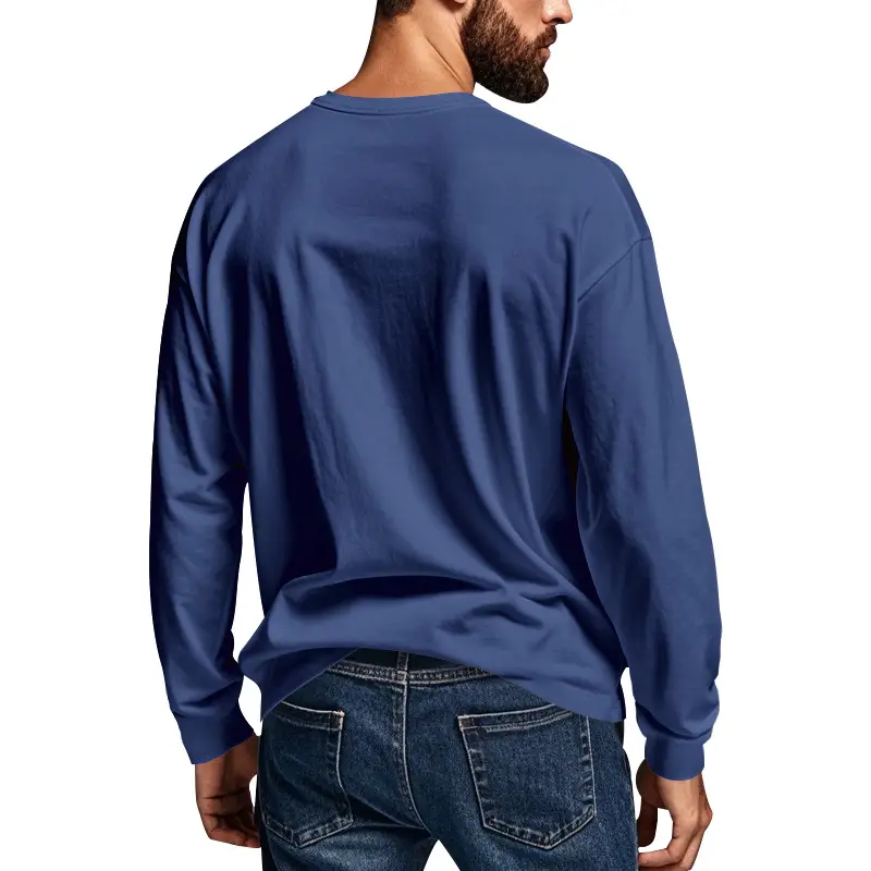 Men's Blue Slim Fit Long Sleeve T-Shirt — feature 44