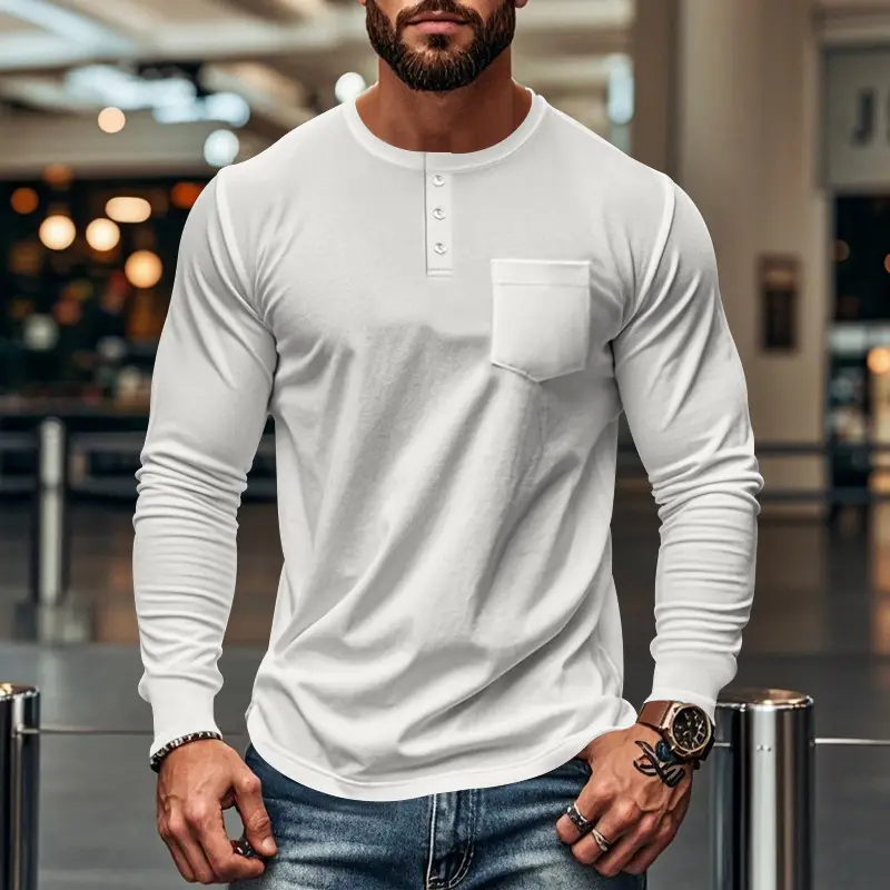Men's Blue Slim Fit Long Sleeve T-Shirt — feature 5