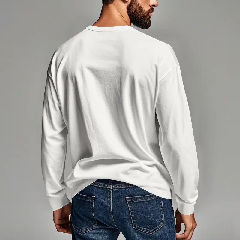 Men's Blue Slim Fit Long Sleeve T-Shirt — feature 6