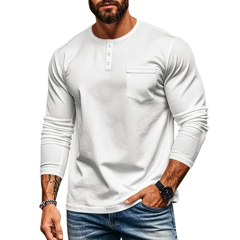 Men's Blue Slim Fit Long Sleeve T-Shirt — feature 7