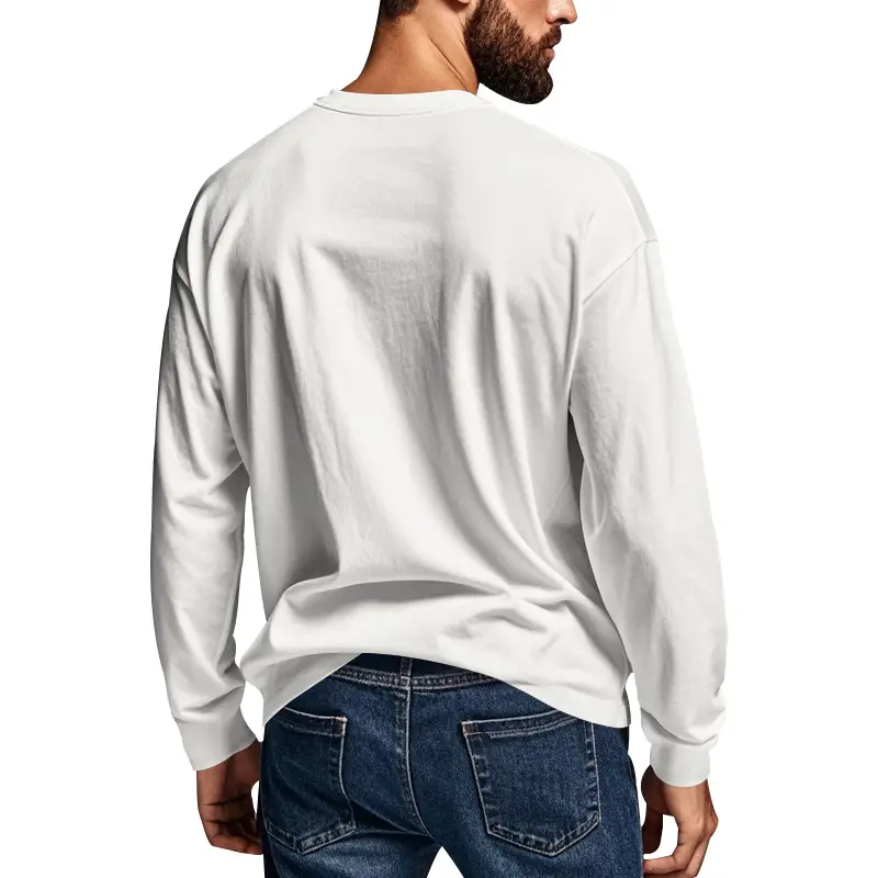 Men's Blue Slim Fit Long Sleeve T-Shirt — feature 8