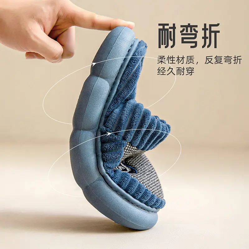 Large Size Cotton Slippers for Men, Autumn and Winter 2026 New Model, Indoor Home Use, Fleece-Lined, Warm, Non-Slip Slippers for Winter - Image 6
