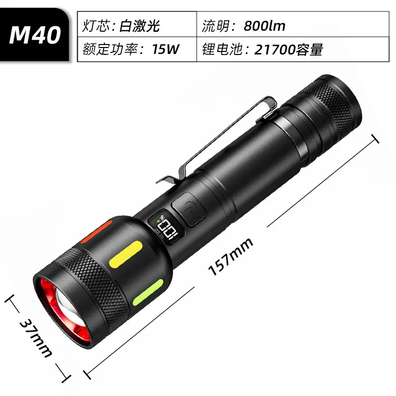 Cross-border Zoom Charging Outdoor Flashlight 15W White Laser